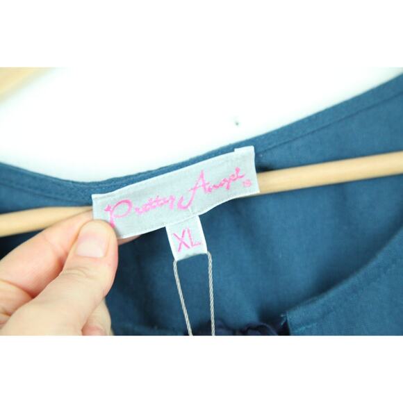 Pretty Angel XL Tunic Top Linen Blend Ruffles Blue Lagenlook Fairy Artsy Boho - Picture 6 of 11